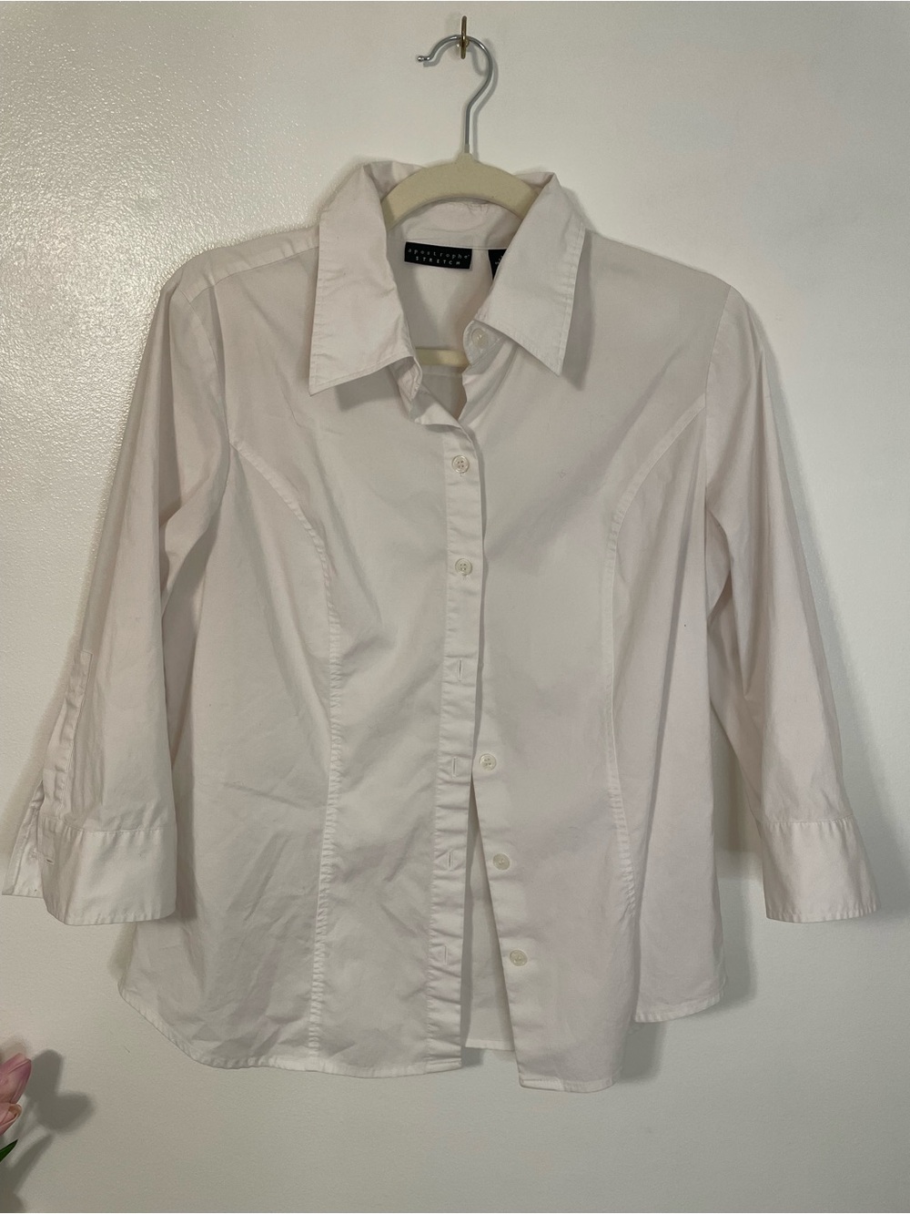 Apostrophe white button up blouse size large